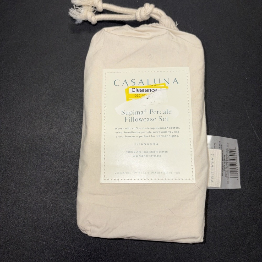 Casaluna Standard Supima Percale Cream Pillowcase Set 2 Piece